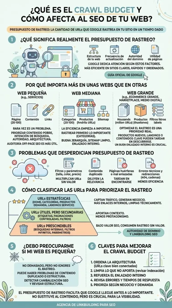 qué es el crawl budget y cómo afecta al seo de tu web infografía resumen