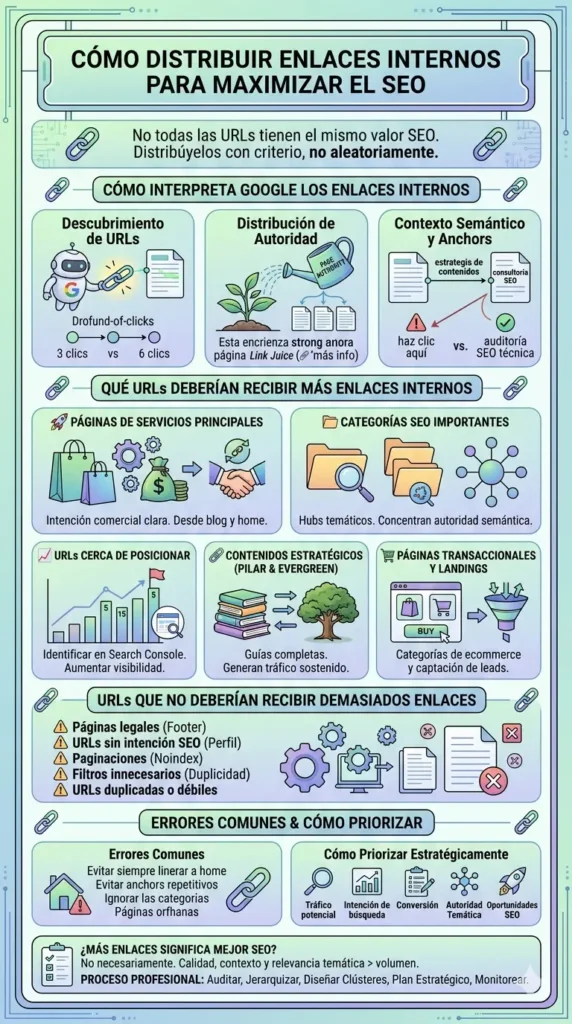 Infografía vertical sobre SEO en WordPress que explica el impacto de las etiquetas en la arquitectura web. Se divide en secciones que muestran la creación automática de URLs, la comparación entre categorías y etiquetas, problemas como el desperdicio de crawl budget y canibalización, y una guía de pasos para optimizar etiquetas mediante el uso de noindex y limpieza de taxonomías. Los tonos son verdes, azules y morados claros.